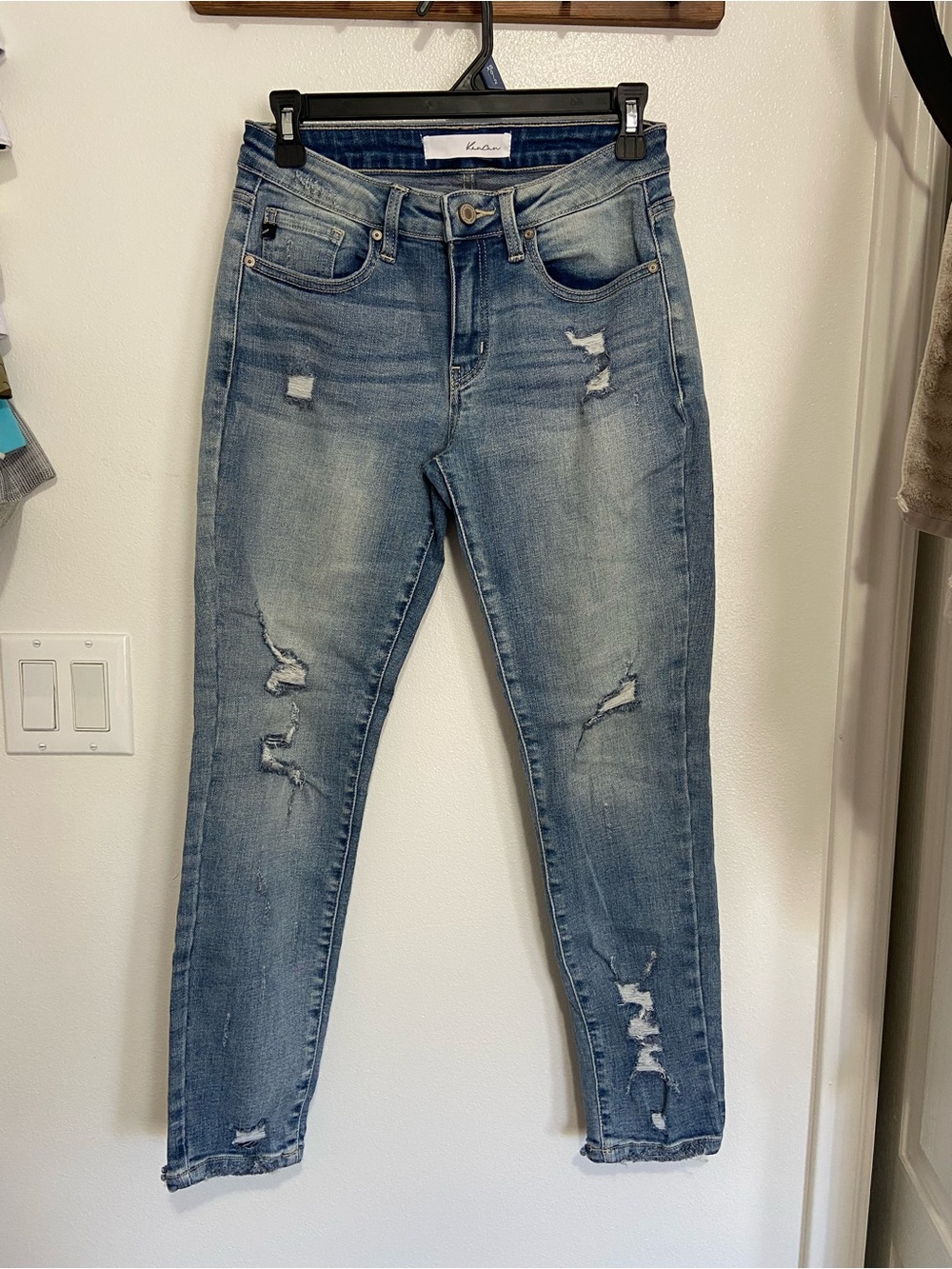 KanCan Women's Light Blue Distressed Skinny Jeans